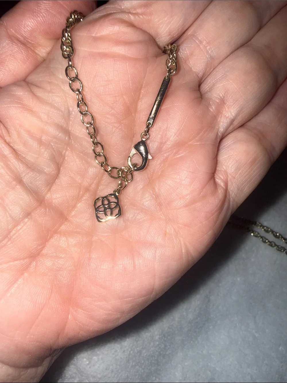 KS, Kendra Scott ,  slate/gold rayne necklace, 30 inches chain